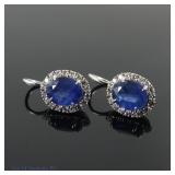 14k White Gold Sapphire and Diamond Drop Earrings