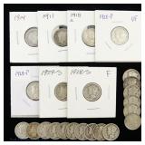 Various USA 90%-Silver Barber & Mercury 10c (23)