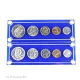 1960 & 1961 USA 90%-Silver Proof 5-Coin Sets, 2