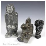 Signed Inuit Soapstone Carvings (3)