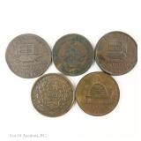 1937 USA Various Copper Hard Times Tokens (5)