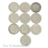 1865 - 1881 USA Nickel 3-Cent Pieces (10)