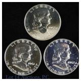 1961-1963 USA Silver Proof Franklin 50c (3)