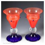 Jiri Suhajek Signed Designer Orange Blue Art Glass