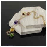 14k Y Gold Chain Necklace with Glass Beads