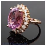 14k Rose Gold Diamond & Kunzite Ring w/ ID