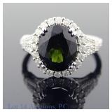 14k White Gold Tourmaline & Diamond Ring