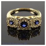 14k Yellow Gold Diamonds & Sapphires Ring w/ ID