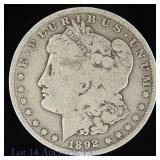 1892-S USA Silver Morgan Dollar (Rare Date)