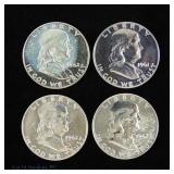 1961 & 1962 USA 90% Silver Proof Franklin 50c (4)