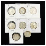 USA 90%-Silver Washington Quarters (AU - BU*), 8