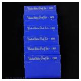 1969-S USA Silver 5-Coin Proof Sets in OGP (6)