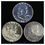 1961-1963 US 90% Silver Proof Franklin 50c (3)