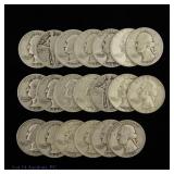 US 90%-Silver Mixed Type Quarters (20)