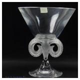 Lalique Aries Ram's Head Crystal Footed Bowl