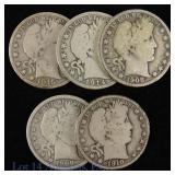 US Better Date Silver Barber 50c, 5