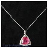 14k White Gold Ruby & Diamond Necklace