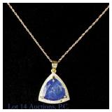 14k Yellow Gold Sapphire & Diamond Pendant