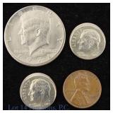 US Cent, Dimes, Half Dollar Error Coins (4)