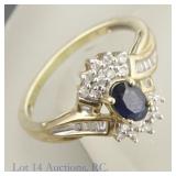 10k Yellow Gold Sapphire & Diamonds Ring