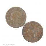 1849 & 1851 US Braided Hair Large Cents, 2