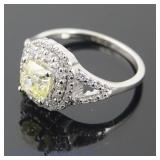 14k White Gold Yellow Diamond Engagement Ring