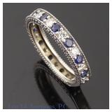 14k White Gold Diamond & Sapphire Ring