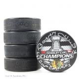 4 Signed Pucks Foley Mulvey B Hull Pappin