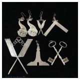 Masonic Symbols Lot Including 2.28ozt Sterling (7)