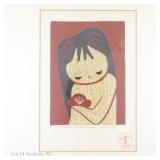 Kaoru Kawano Young Girl With Fan Woodcut Print