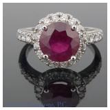 14k White Gold Ruby & Diamonds Ring