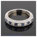 14k White Gold Sapphire & Diamonds Ring w/ ID