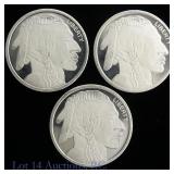 US 99.9% Silver 1 Ozt. Indian Head Rounds (3)