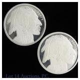 US 99.9% Silver 1 Ozt. Indian Head Rounds (2)