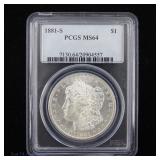 1881-S US Silver Morgan Dollar (PCGS MS64)