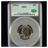 1972-D US Washington 25c (CAC MS67)