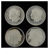 Four 1 Ozt. 99.9% Silver Rounds (4)