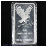 10 Ozt. 99.9% Silver Eagle Bar (Silvertowne)