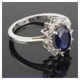 14k White Gold Sapphire & Diamonds Ring