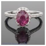 18k White Gold Pink Sapphire & Diamonds Ring