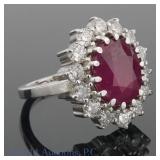 14k White Gold Ruby and Diamonds Ring