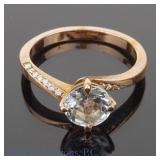 18k Rose Gold Blue Topaz & Diamond Ring