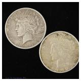 1924 & 1925 US 90%-Silver Peace Dollars, 2