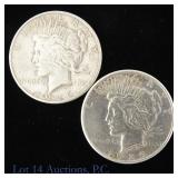 1925p & 1926s US Silver Peace Dollars, 2