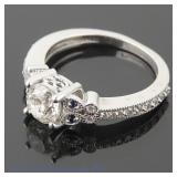 Platinum Diamond & Sapphire Engagement Ring