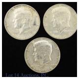 US 40% & 90% Silver Kennedy Half Dollars (3)