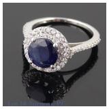 14k White Gold Sapphire & Diamond Ring