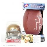 Johnny Lattner Signed Football & Mini Helmet (COA)