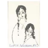 Style of Nadya Rusheva Two Girls Sketch Print