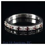 14k White Gold Diamond & Garnet Ring w/ ID